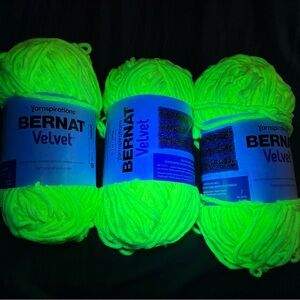 RARE! Neon Bernat Velvet Yarn Skein in Bright Yellow